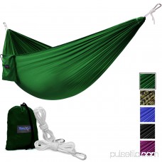 Yes4All Lightweight Double Camping Hammock with Carry Bag (Green/Yellow) 566637596